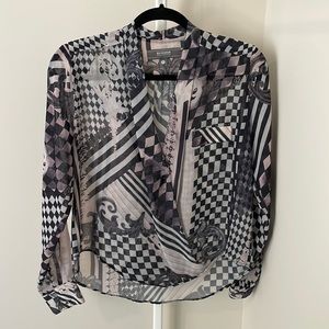 Basement Crossover Sheer Blouse